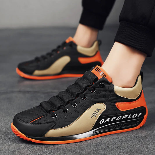 Men's Casual Sports Shoes Breathable Comfortable Flat Heel Low Cut Lace up Leather Upgraded Version of the Classic AGAM Shoe