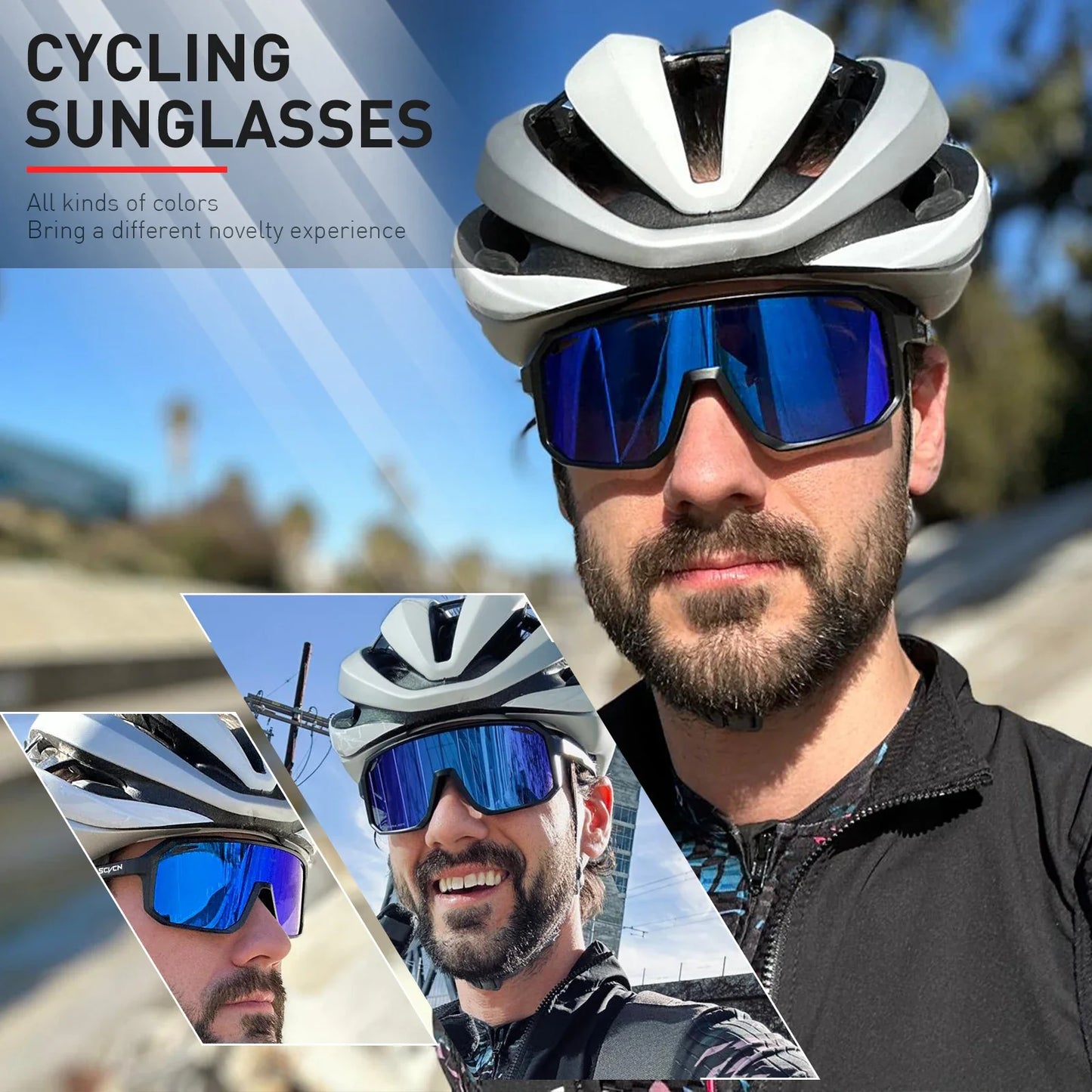 SCVCN New Outdoor Cycling Glasses Bike Sunglasses Men UV400 Eyewear Sports MTB Goggles Bicycle Women Riding Hiking Sunglasses