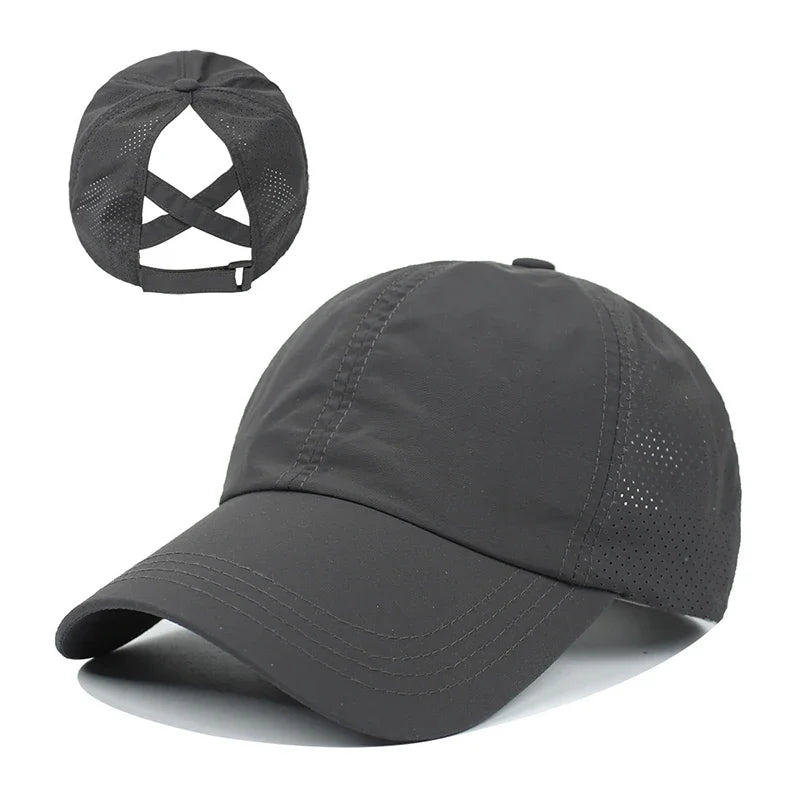 Cappellino da baseball estivo, completo da golf, cappellino sportivo e per il tempo libero con striscia trasversale, cappellino a becco d'anatra in rete ad asciugatura rapida