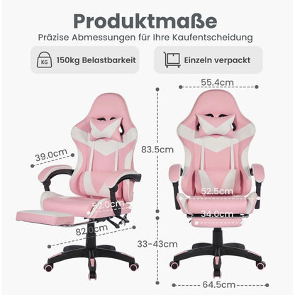 Ergonomic Rotating Gaming Chair, 360 Reclining Office Chair °   Pivoting, Height-Adjustable, Footrest, Headrest