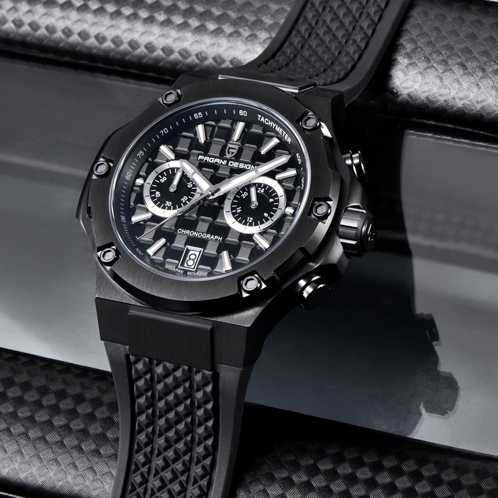 Relojes de cuarzo para hombre PAGANI DESIGN: cronógrafo deportivo de lujo, hermético, con agujas luminiscentes y cristal de zafiro con tratamiento antirreflectante