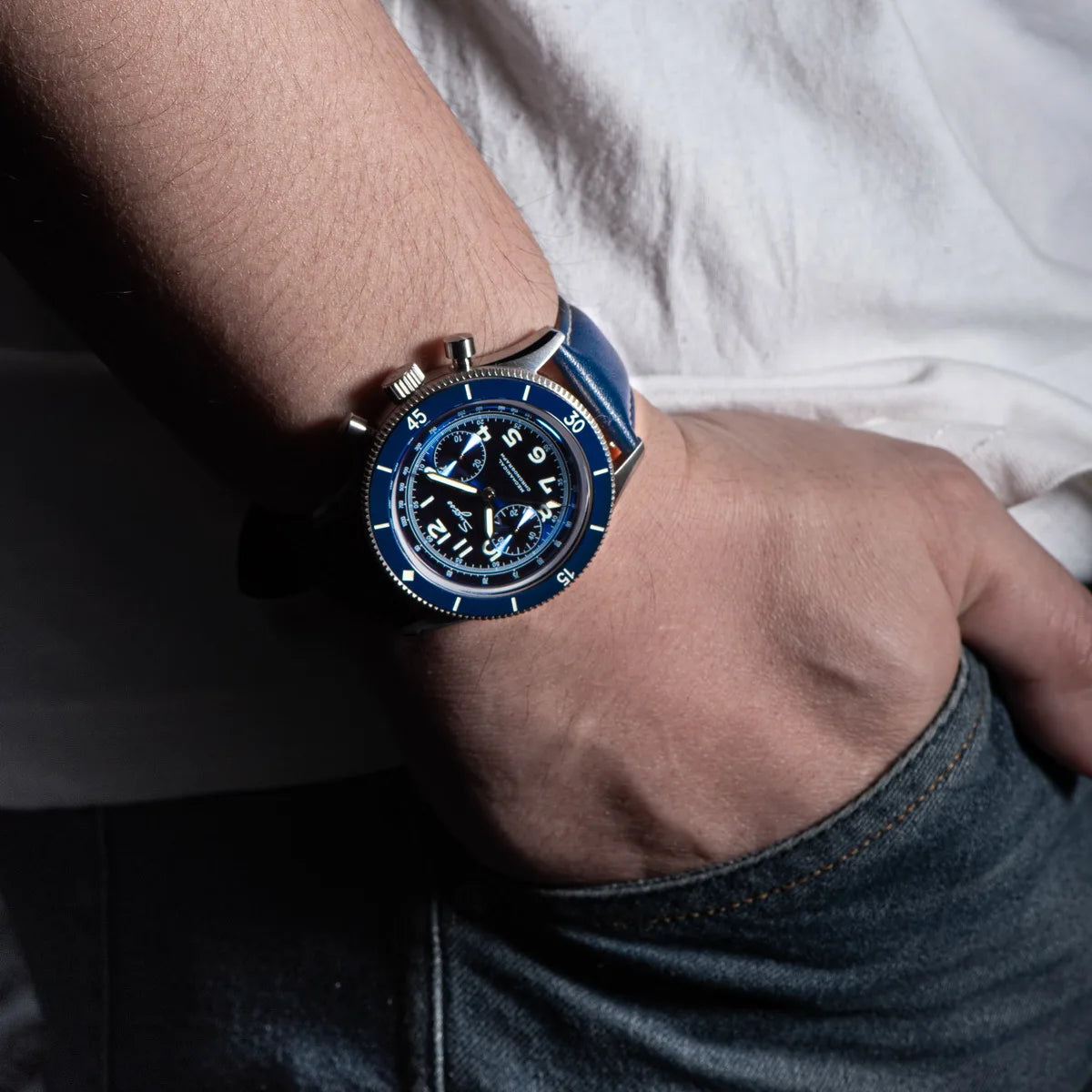 Sugess Watch 1963 Men Watches ST1901 Chronograph Luminous Mechanical Wristwatches Waterproof Crystal Sapphire Italian Leather