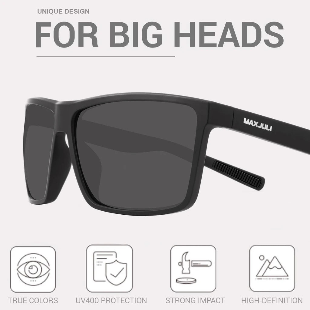 MAXJULI Polarized Big Sunglasses for Men Women with Big Heads UV 400 Protection 8125