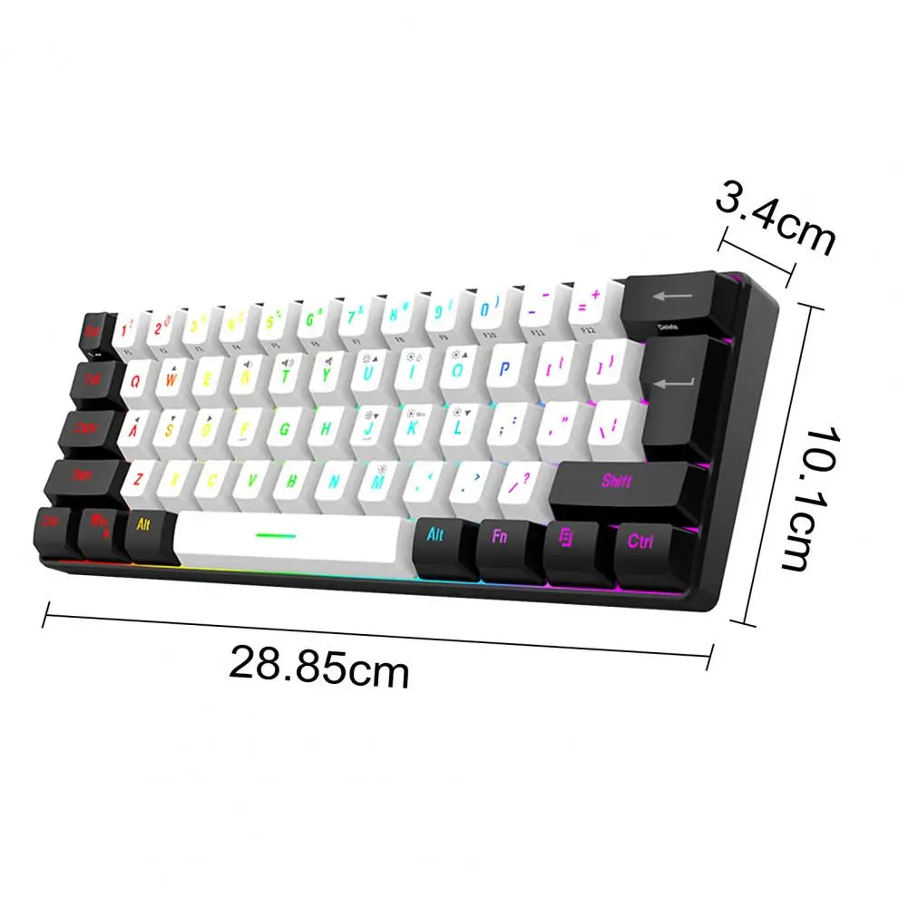 RGB Keyboard Compact 61-key Wired Mechanical Gaming Keyboard with RGB Light Design for Lightweight Computer Use