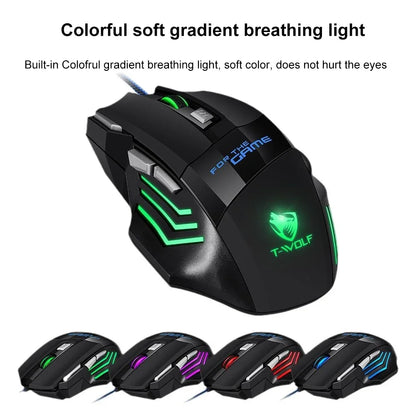 Ratón gaming con cable KEBIDUMEI, 7 botones, retroiluminación RGB, ratón USB ergonómico, 2400 DPI, 3 niveles de DPI, para PC, portátil, Windows y Mac OS