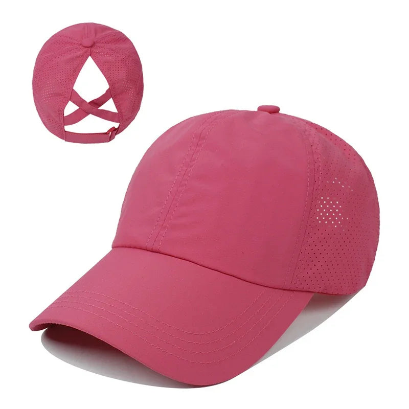Cappellino da baseball estivo, completo da golf, cappellino sportivo e per il tempo libero con striscia trasversale, cappellino a becco d'anatra in rete ad asciugatura rapida