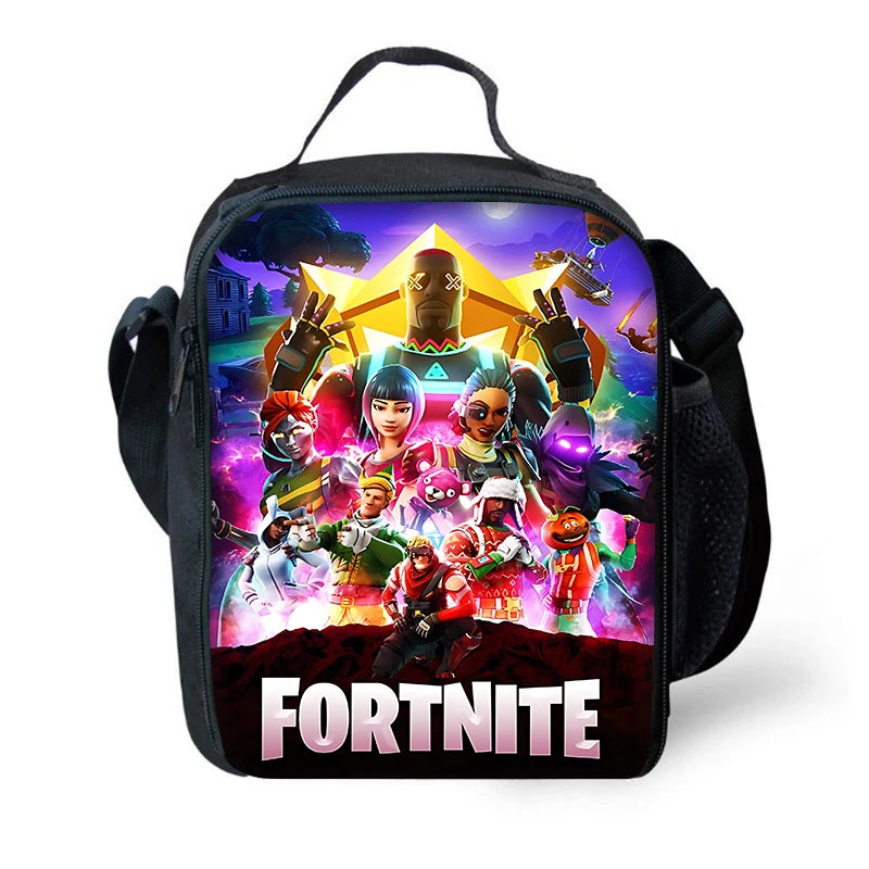 Hot Game Kinder-Isoliertasche groß F-FortniteS, geräumige wiederverwendbare Thermo-Kühltasche/Lunchbox für Jungen, Mädchen, Schüler, Outdoor und Picknick