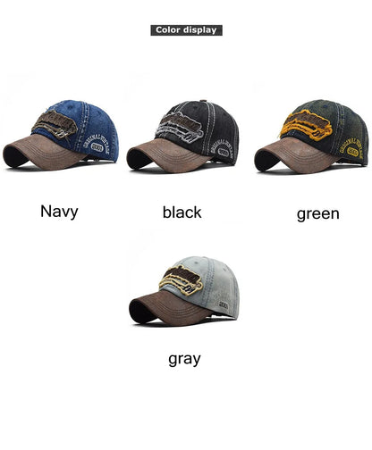 CNTANG Letnia dżinsowa czapka z daszkiem dla mężczyzn, modna, z haftowaną literą, bawełniana, typu snapback, męska, outdoorowa, codzienna, w stylu hip-hopowym, z regulacją