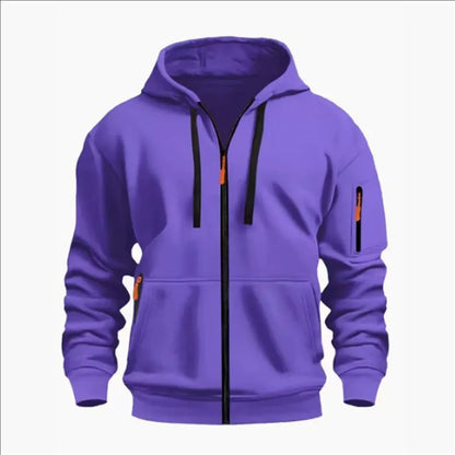 Men's Sweatshirts with Zipper Pockets Thin Solid Color Half Tracksuit Casual Outdoor Hooded Tracksuit Long Sleeves Jacket Coats