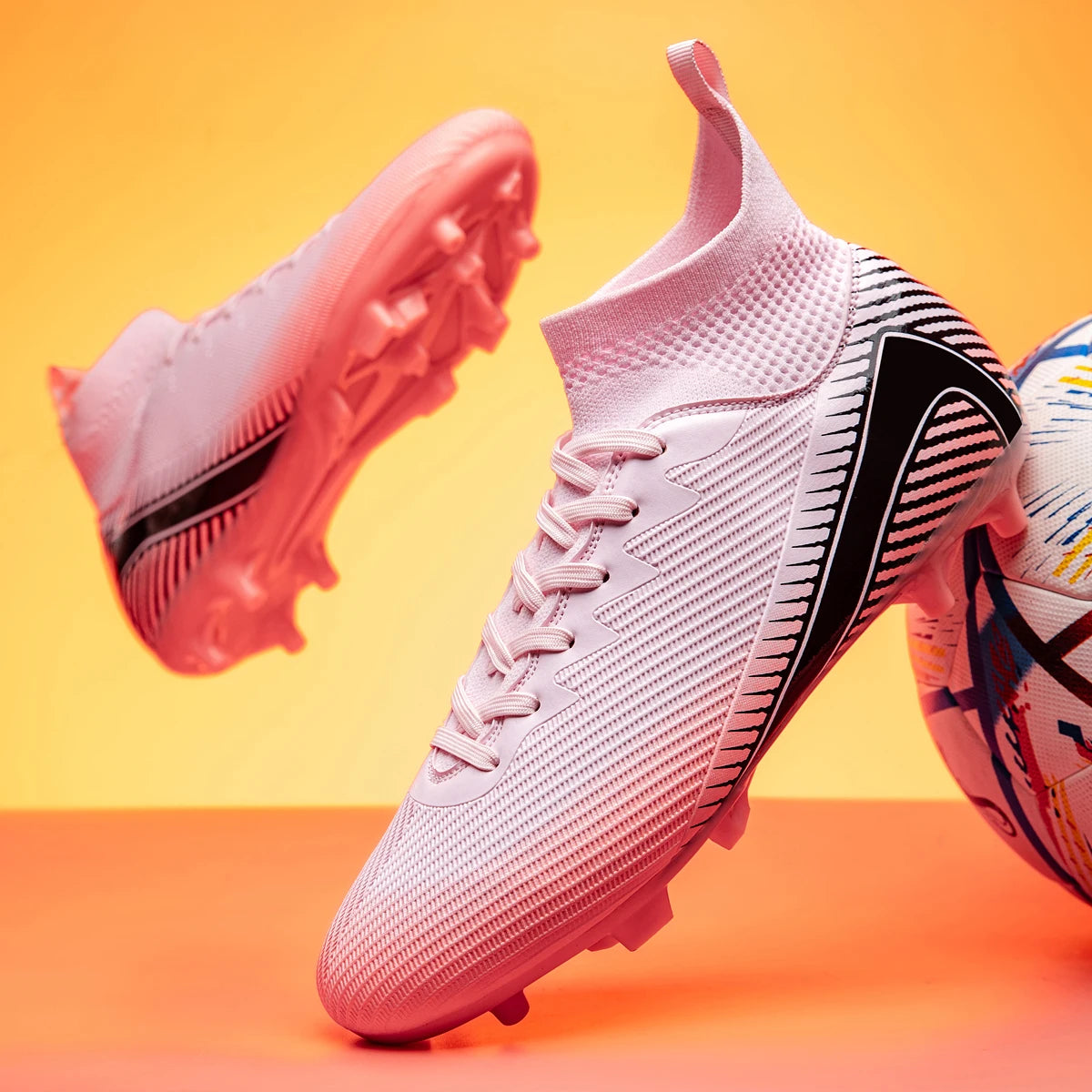 Chaussures de football pour adultes haute performance, unisexes, pour terrain extérieur et intérieur en gazon synthétique, avec crampons, chaussures de football pour garçons, semelles à crampons