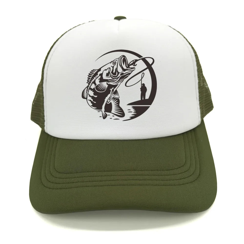 Fishing Skeleton Trucker Cap Summer Men Cool Fisherman Fishing Hat Baseball Cap Unisex Outdoor Mesh Net Caps MZ-238