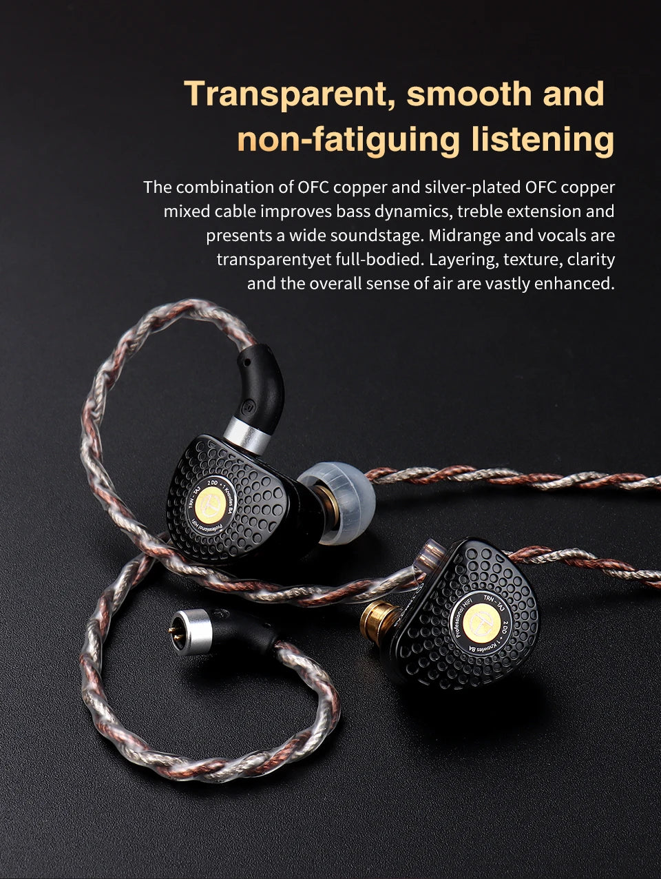 TRN RedChain Earphones Silver-Plated Copper OFC Copper Upgrade Cable with Swappable Connectors 2.5/3.5/4.4 For TRN MT1 MAX TA4