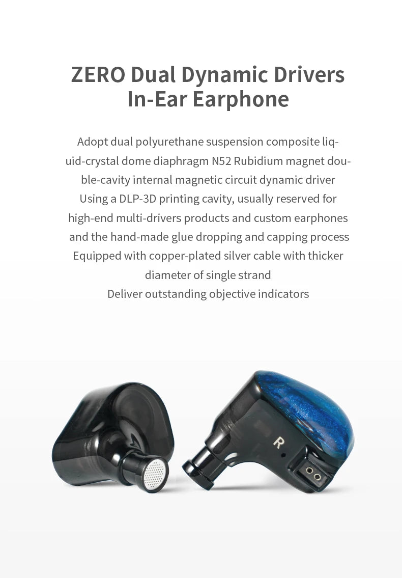 TRUTHEAR x Crinacle ZERO Earphone Dual Dynamic Drivers IEMs with 0.78 2Pin Cable game bassEarbuds