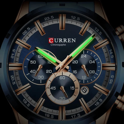 Reloj para hombre CURREN: cronógrafo deportivo de lujo, movimiento de cuarzo, totalmente de acero, resistente al agua
