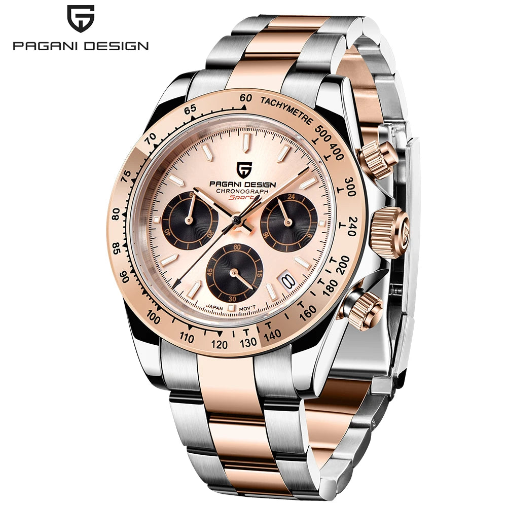 Reloj cronógrafo para hombre PAGANI DESIGN: reloj de pulsera de cuarzo de lujo, luminiscente y resistente al agua.