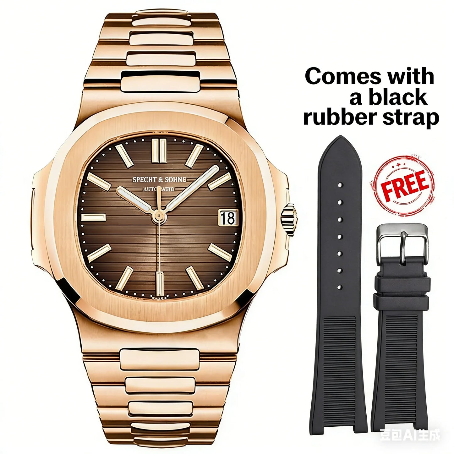 2026 New Specht & Söhne 40MM Rose Gold Men's Watch Japan Miyota 8215 Automatic Mechanical Steel Sapphire Crystal 50M Waterproof