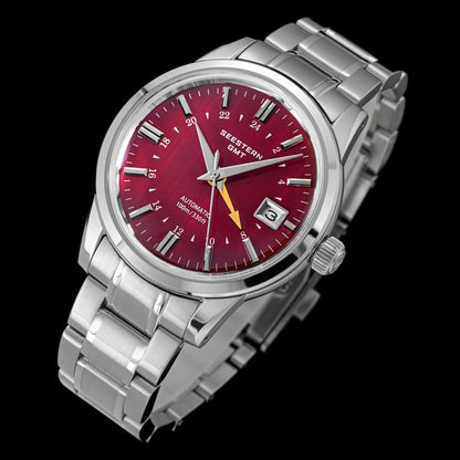SEESTERN Men's Automatic Mechanical Wristwatch NH34 GMT Movement 10bar Waterproof Domed Sapphire Crystal Watch Limited S446 New