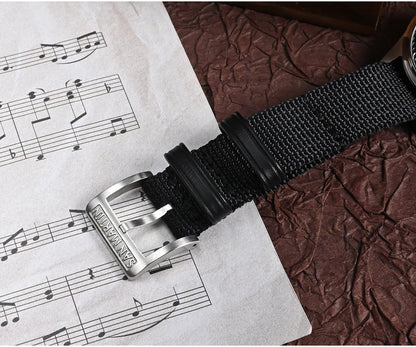 San Martin 36mm Men Pilot Watch VH31 Mechaquartz Movement Sweep Second Quartz Series Simple Style Nylon Strap 10 Bar Luminous