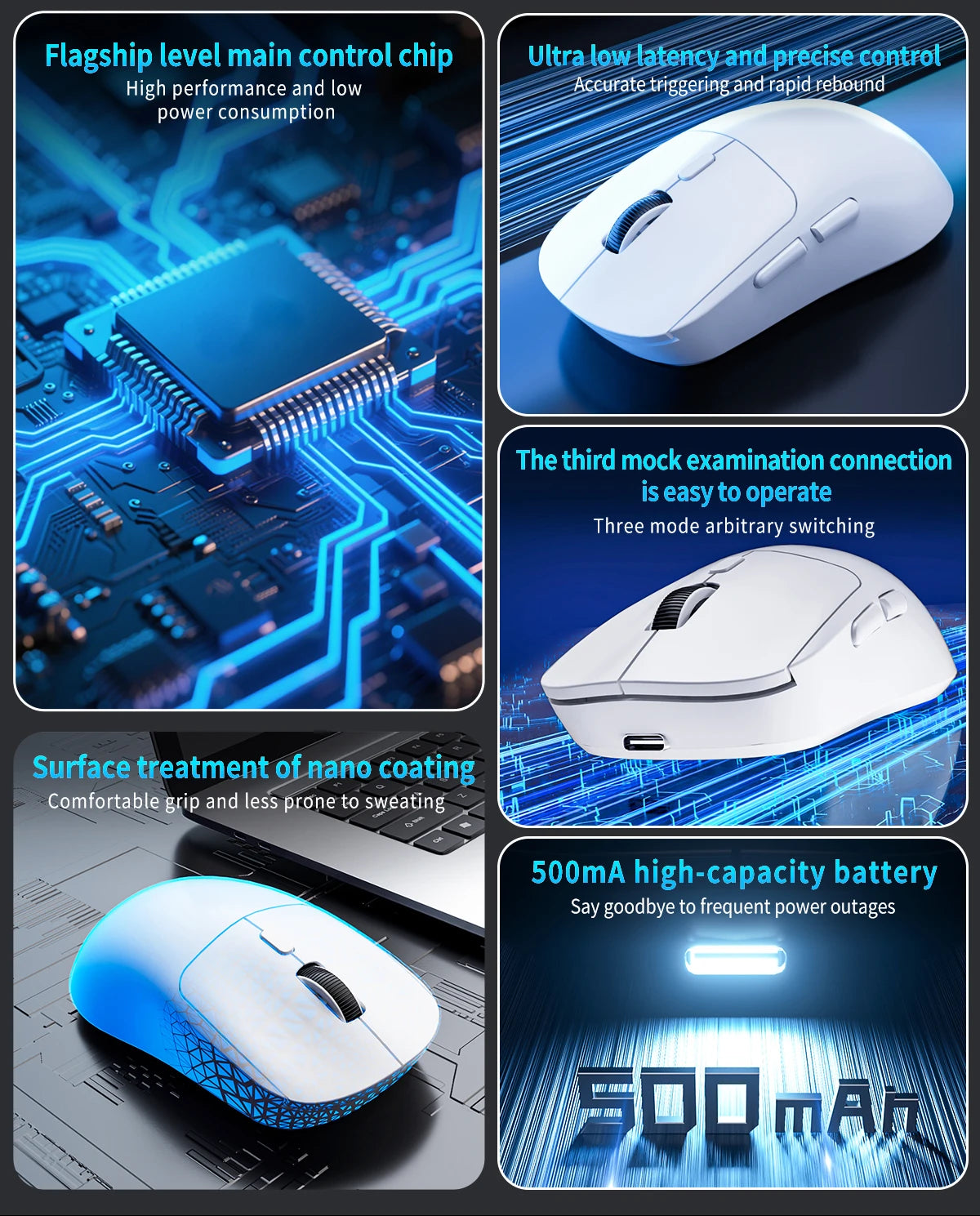 Gaming Mouse Bluetooth Mouse Rechargeable Gamer Paw3395 Lightweight Ergonomic Wireless Mouse Esport