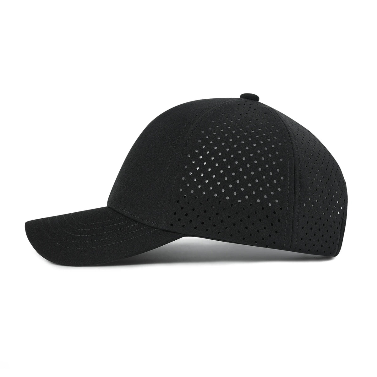 VOBOOM Boné de basebol para homem de secagem rápida, em malha cortada a laser, com aba curva e fecho de pressão, para corrida ao ar livre e viagens, preto