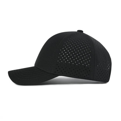 VOBOOM Boné de basebol para homem de secagem rápida, em malha cortada a laser, com aba curva e fecho de pressão, para corrida ao ar livre e viagens, preto