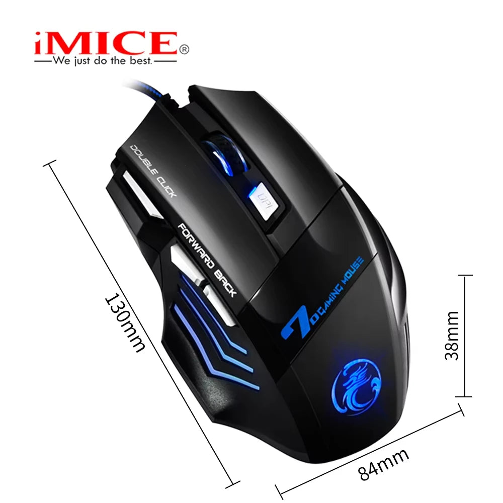 Ergonomic Wired Gaming Mouse 7 Buttons LED 3200 DPI USB Computer Gamer Mouse iMICE X7 Gaming Mouse and mouse pads For PC Laptop