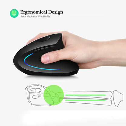 NEW Wireless Vertical Mouse 2.4GHz DPI Adjustable Optical Wrist-care Mice Backlight Gaming Mice For Laptop Tablet Mac iPad