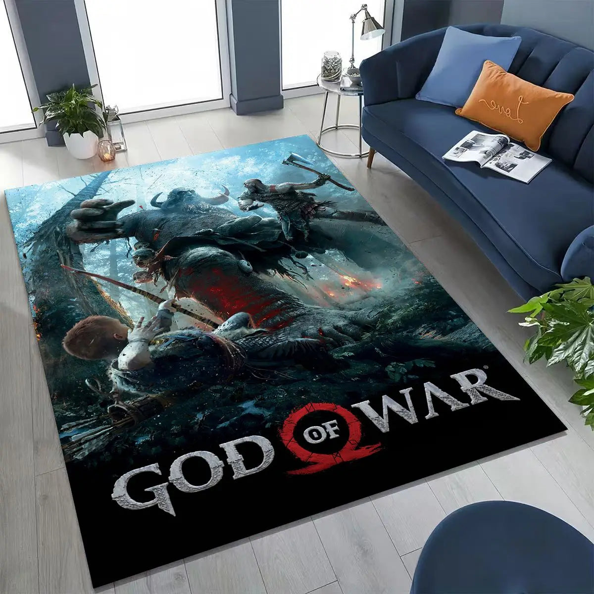 Classics God of War Kratos 3A Game Gamer Rug for Bedroom Living Room Sofa Home Doormat Decor, Large Kids Play Non-slip Floor Mat