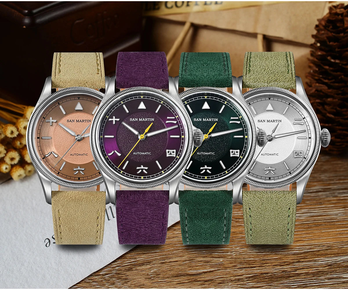San Martin 39.5mm Men Pilot Watch YN55 Automatic Mechanical Aviation Watches Chinese Style Original Design SN0033 Field Reloj