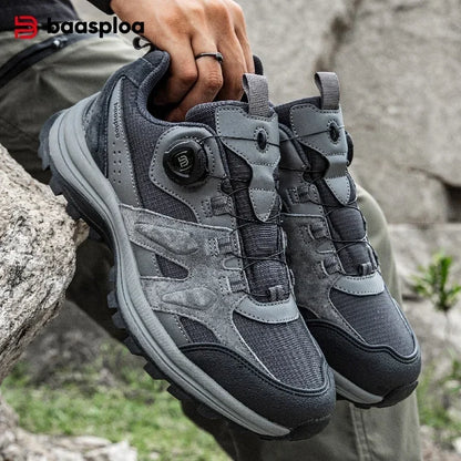 Baasploa Men Hiking Shoes Non-Slip Wear Resistant Outdoor Climbing Walking Shoes for Men Comfort Inner Cotton Outdoor Sneakers