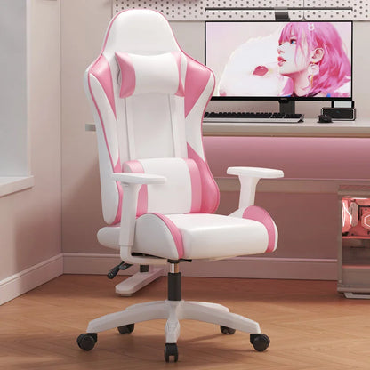 Chaise de gaming ergonomique avec accoudoirs 4D, hauteur réglable, siège en cuir PU, base en fer, pieds en forme d'épée, vérin à gaz 2 étapes, pour bureau