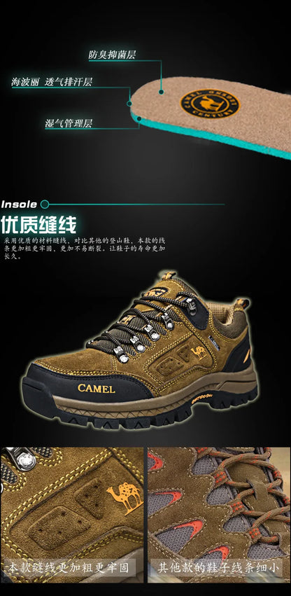 Suede Leather Men Hiking Shoes Outdoor Trail Trekking Sneakers Men Non-slip Breathable Climbing Shoes Men Mountain Sports Shoes