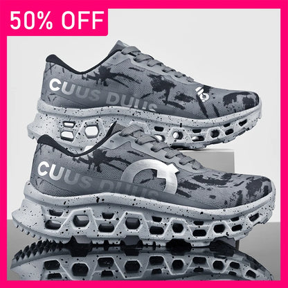 Men Sports Shoes Shock-absorbing Jogging Anti Slip Breathable Mesh Soft Soled Running Shoes Outdoor Fitness Lace Up Sports Shoes