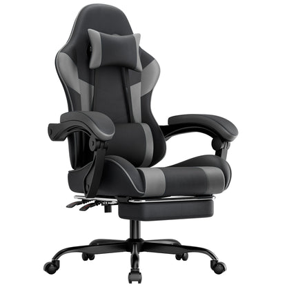 Comanlai Gaming Chair with Footrest Ergonomic High Back Computer Chair with Adjustable Headrest Lumbar Support PU Swivel Chair