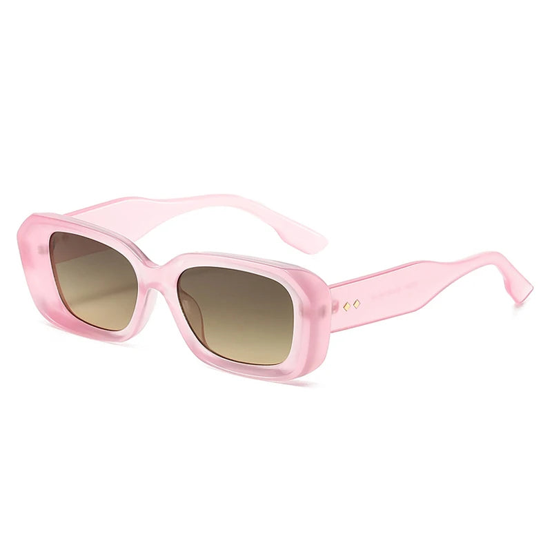 SHAUNA Retro Square Sunglasses Women Fashion Rivets Gradient Shades UV400 Men Green Pink Sun Glasses