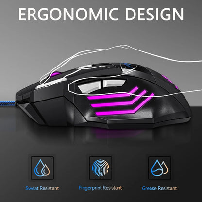 USB Wired Mouse 7 Button 2400DPI Gaming Mouse RGB Breathing Light Mecha Mice Ergonomic Optical Office Mice For Desktop Laptop