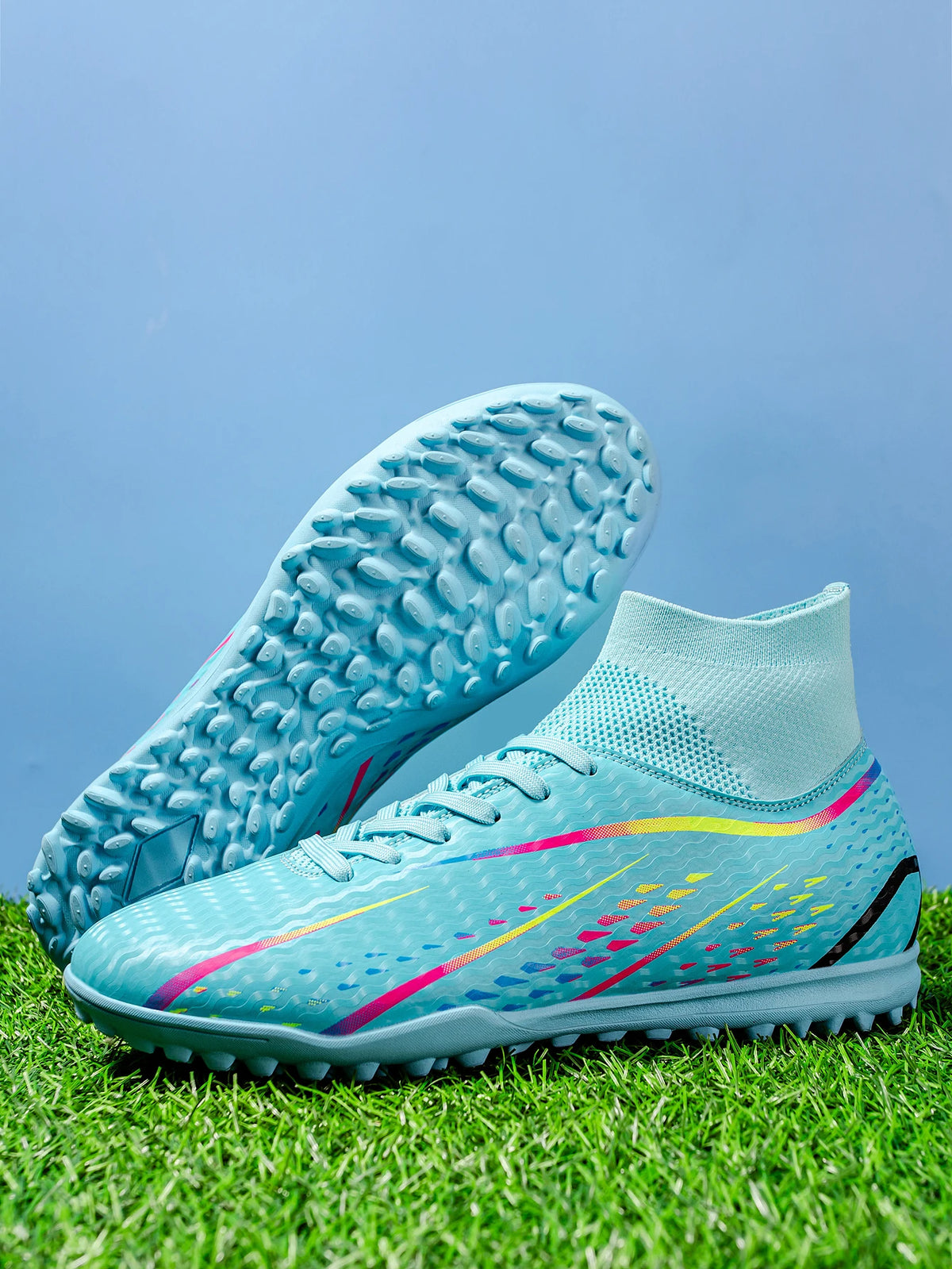 Chaussures de football TF professionnelles pour hommes, femmes et enfants, en PU + tissu respirant, semelle en caoutchouc résistante à l'usure