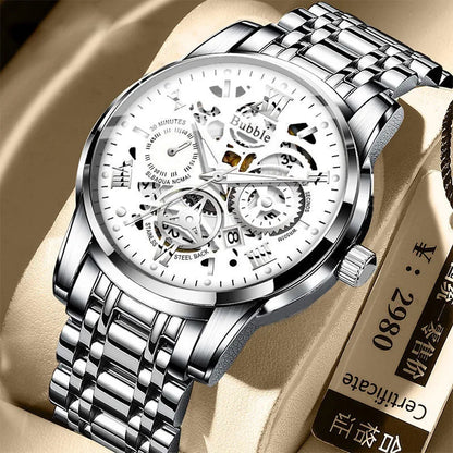 Reloj para hombre UTHAI: modelo de moda, de gama alta, con un estilo «lujo accesible» y versátil; reloj de cuarzo resistente al agua, dotado de una esfera calada con números romanos.