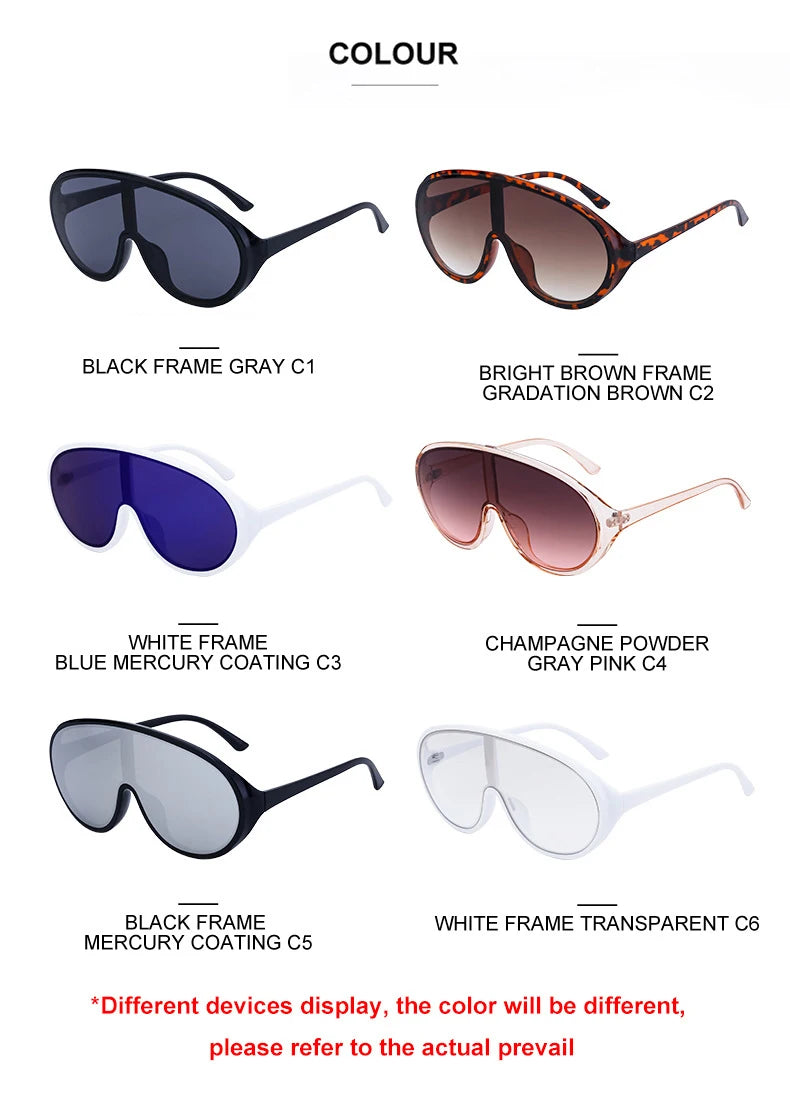 Trendige, übergroße Einteilige Sonnenbrillen für Damen und Herren – Luxusmarken-Designer-Sonnenbrillen – Modische Sonnenbrillen – Große Brillenfassungen