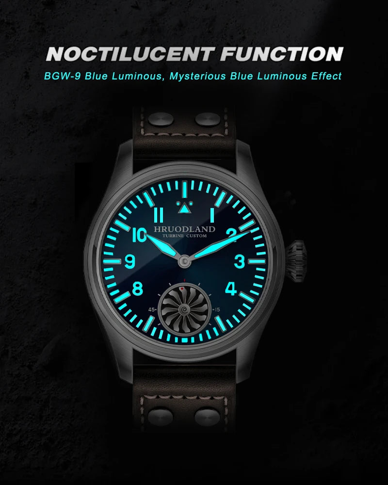 Hruodland Pilot St3620 Retro Men's Manual Mechanical Watch Luxury Sapphire Bgw-9 Night Light Turbine Waterproof 5Bar Reloj Hombr