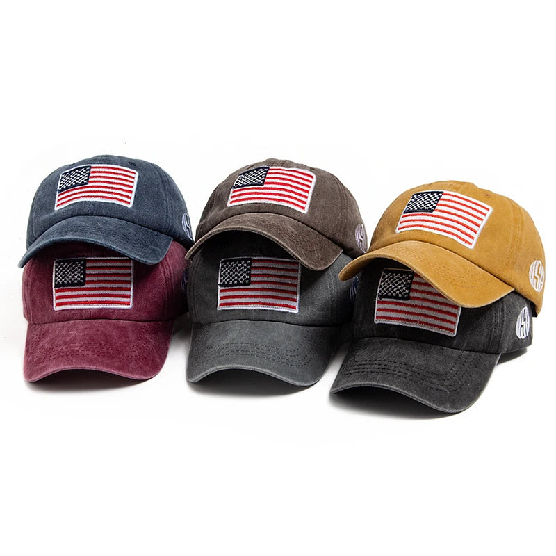 USA-Flagge Herren-Baseballkappe Retro-Stickerei Gewaschene Baumwolle Dad Hats Mode Damen Hip-Hop-Kappen Sommer Outdoor-Sonnenvisier-Hut