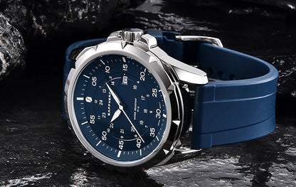 Reloj para hombre SAPPHERO: reloj de cuarzo de lujo, resistente al agua hasta 50 m, equipado con un mecanismo importado y una caja de acero inoxidable. Una idea de regalo ideal para hombre.