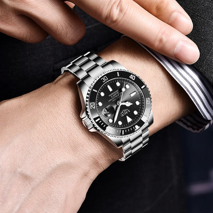 Reloj para hombre LIGE: cronógrafo de cuarzo, resistente al agua, estilo informal y profesional, accesorio de moda de lujo de una gran marca.