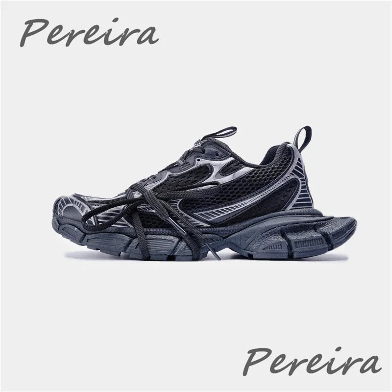 Street Style Thick Sole Men Sneakers New Mixed Colors Lace-Up Couple Casual Shoes Comfortable Breathable Running Walking Shoes