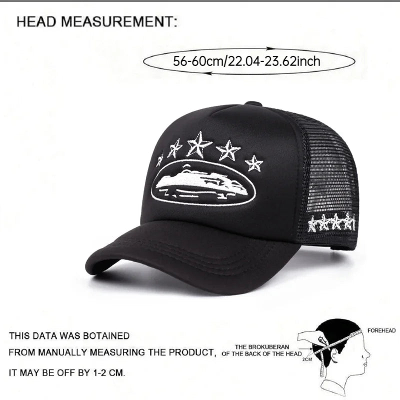 Cappellini da baseball unisex stampati - Nuovi cappellini unisex hip hop traspiranti con visiera parasole in rete, versatili e alla moda, in stile streetwear