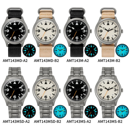 BERNY Aviation Top Titanium Mechanical Men Watch Sapphire AR Coating Supper Luminous 10Bar Sport Watch Titanium Aviation Watches