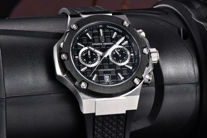 Relojes de cuarzo para hombre PAGANI DESIGN: cronógrafo deportivo de lujo, hermético, con agujas luminiscentes y cristal de zafiro con tratamiento antirreflectante