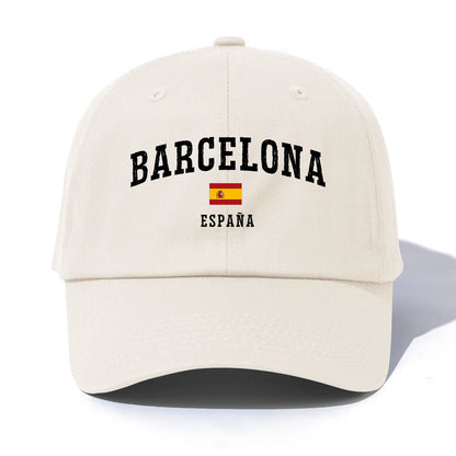 1pc BARCELONA Print Baseball Cap for Adults,Minimalist Retro Style Casual Soft Adjustable Dad Hat,Perfect As Gift