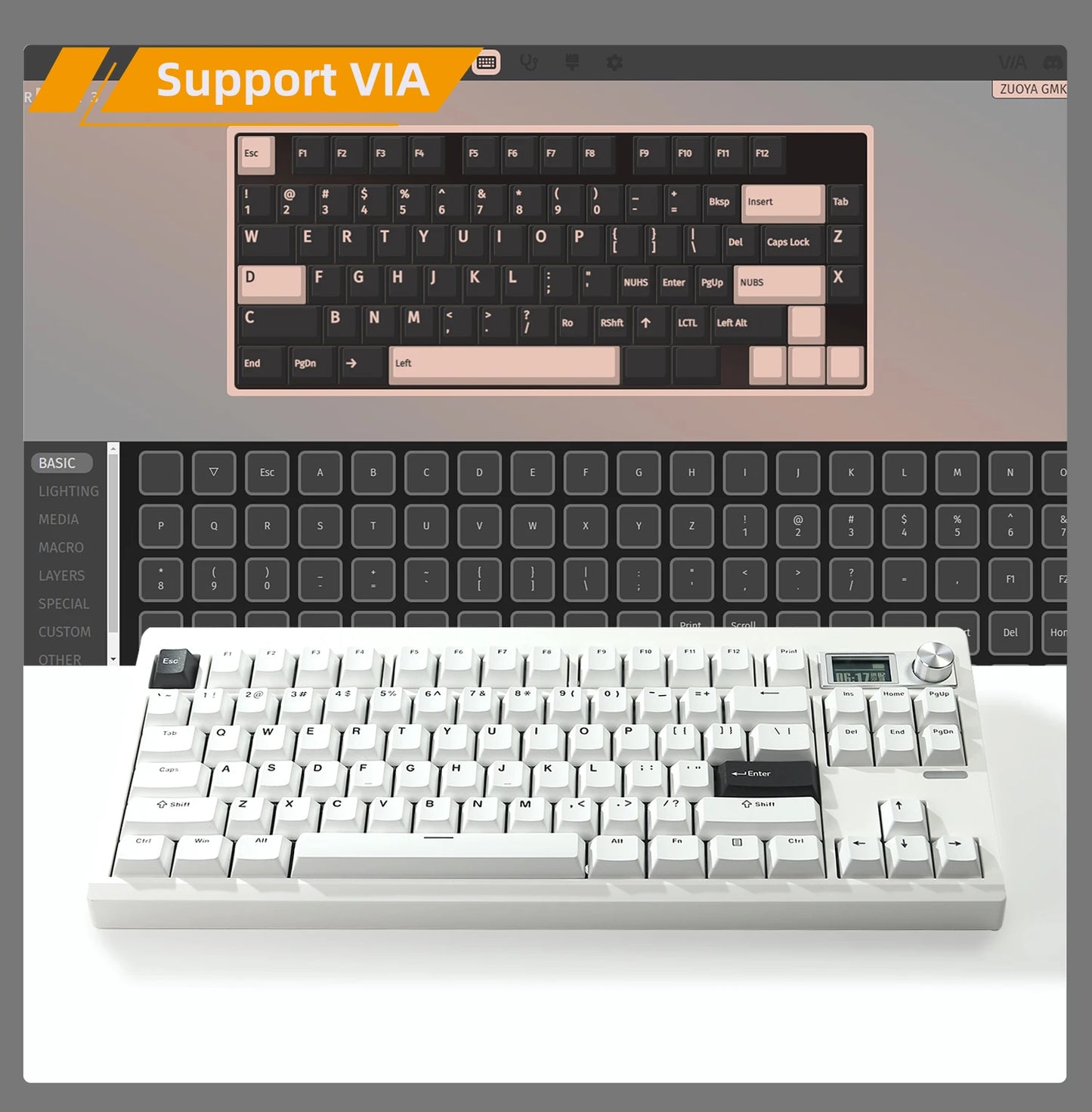 GMK87 Wireless Hot-Swappable Mechanical Keyboard Bluetooth/2.4g With Display Screen and Volume Rotary Button for Games and Work