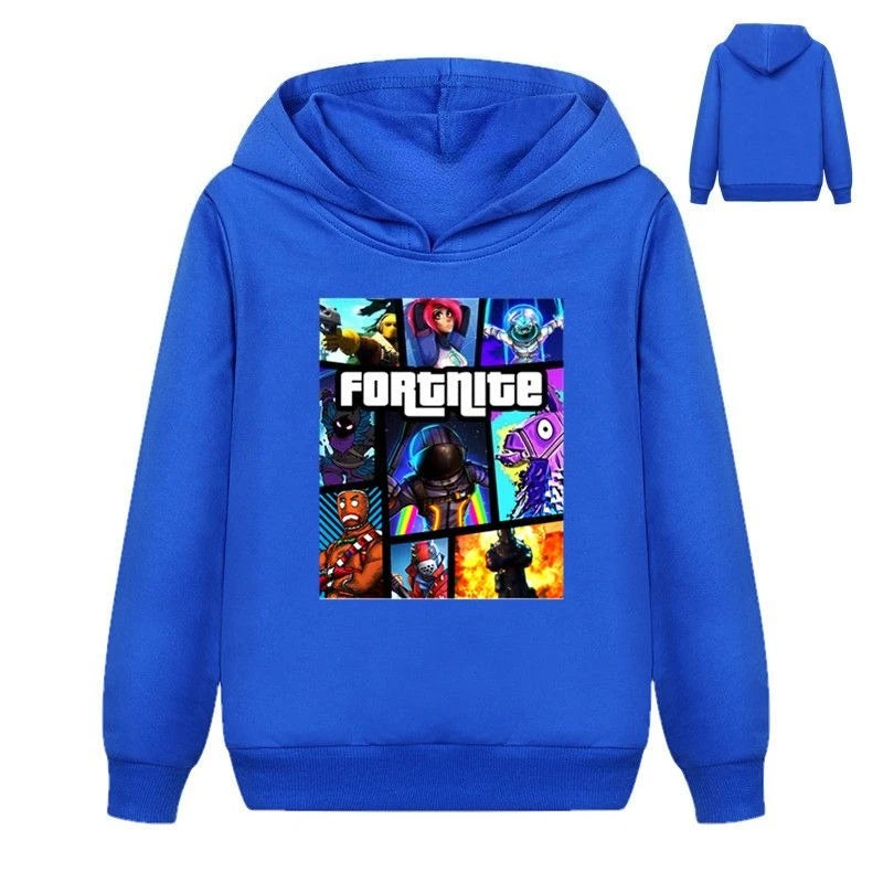 Sudaderas infantiles con estampado de Fortnite, estilo cartoon, cómodas y holgadas, con manga larga, para otoño e invierno